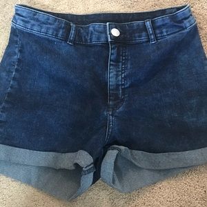 High Wasted Dark Wash Jean Shorts